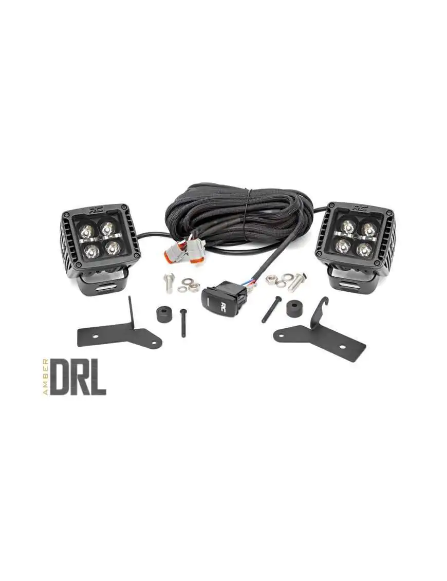 Lampy LED 2" kwadratowe amber DRL Rough Country Black Series