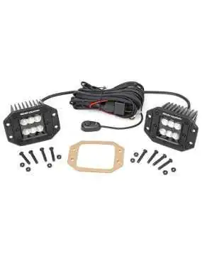 Lampy LED 2" kwadratowe wpuszczane flood Rough Country Black Series