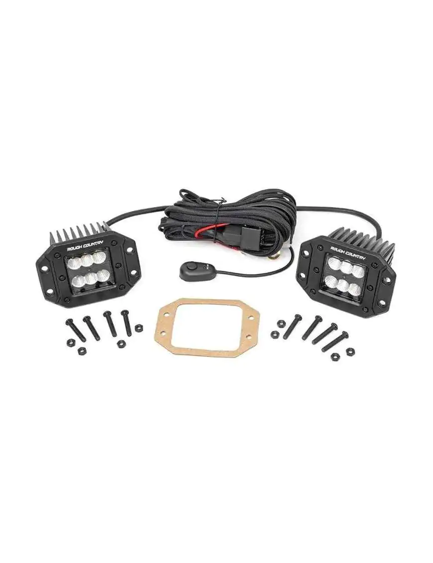 Lampy LED 2" kwadratowe wpuszczane flood Rough Country Black Series