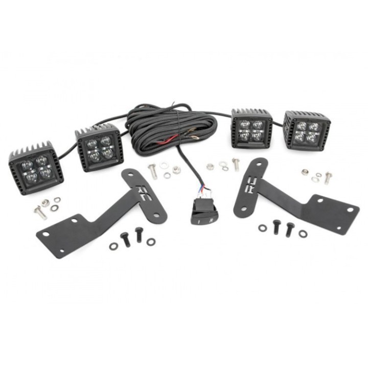 Zestaw lamp LED 2" White DRL Rough Country Black Series