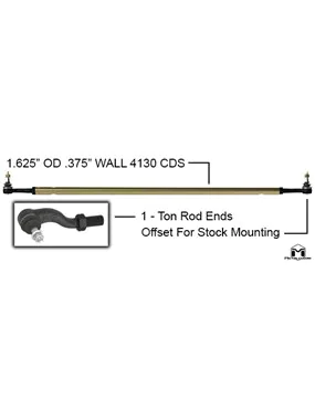 MetalCloak Chromoly Dog-Legged Tie Rod, JL Wrangler/JT Gladiator for the Rubicon |Max-Tow|4XE|High Altitude|Mojave|392 Edition