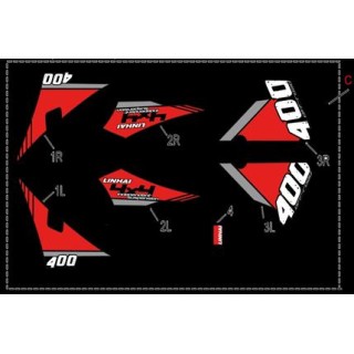 COMPLETE STICKER SET - LINHAI LOGO (BLACK PLASTIC) 400