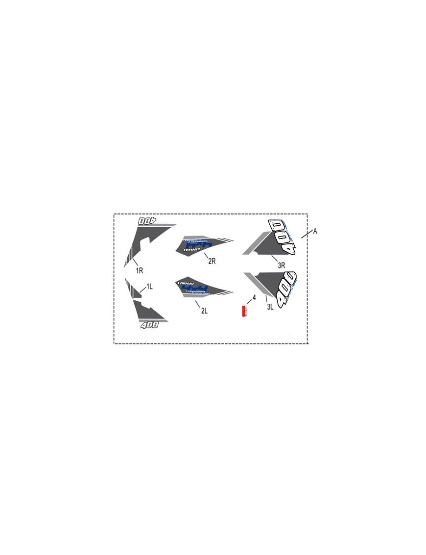 COMPLETE STICKER SET - LINHAI LOGO (WHITE AND ORANGE PLASTIC) 400