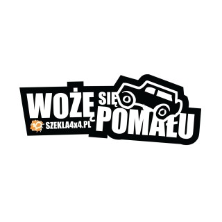 Naklejka Wożę się pomału – napis z sylwetką terenówki i adresem Szekla4x4.pl