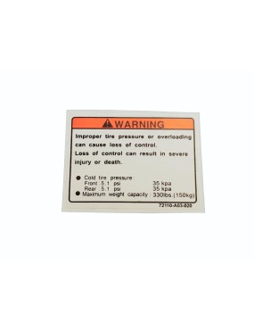 Warning Sticker, Tire Pressure