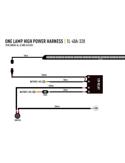Wišzka do podłšczenia pojedynczej lampy Lazer Linear Elite 36, 42, 48 z włšcznikiem
