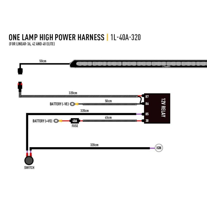 Wišzka do podłšczenia pojedynczej lampy Lazer Linear Elite 36, 42, 48 z włšcznikiem
