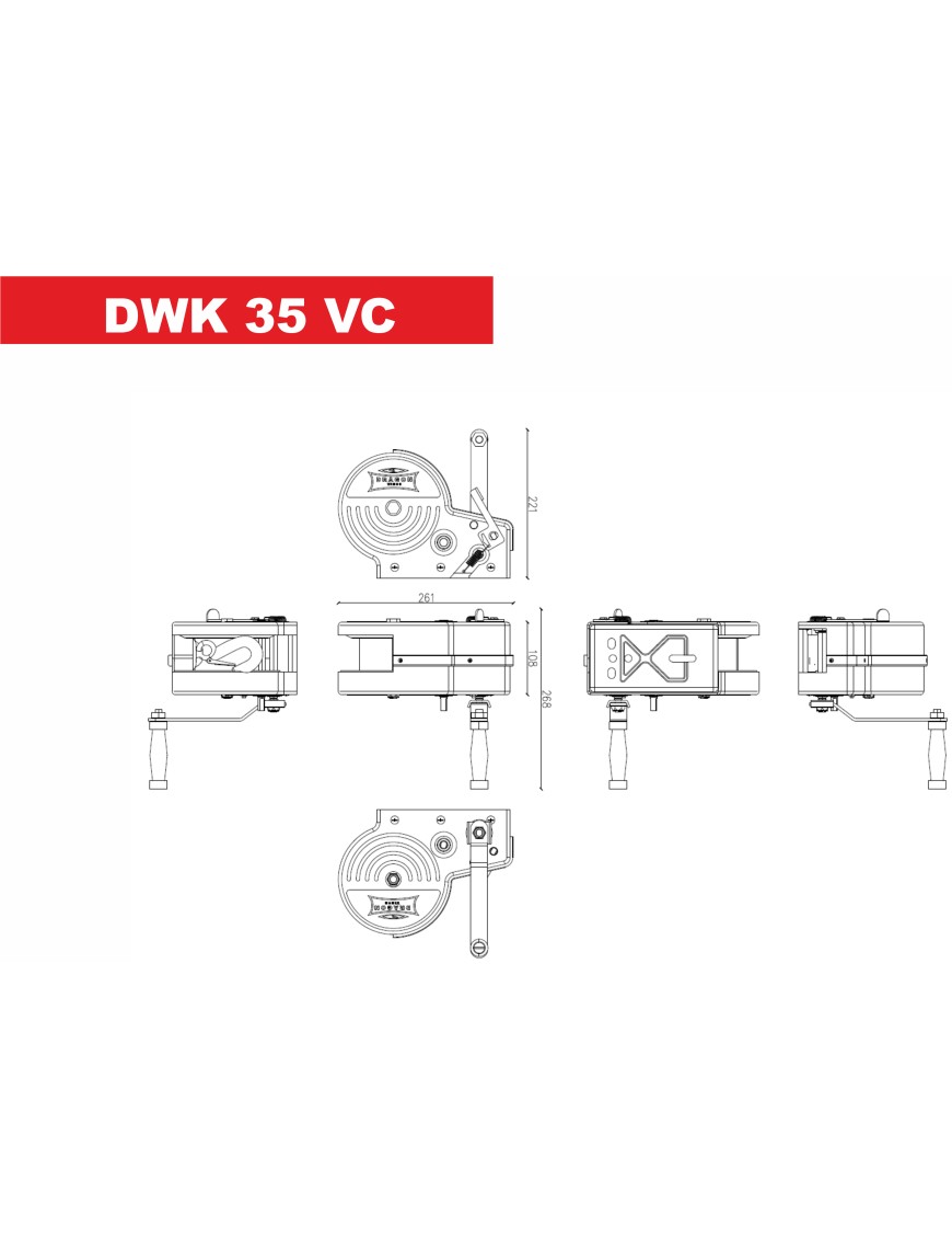 DWK 35 VCP wyciągarka korbowa ( z obudową) pas/lina