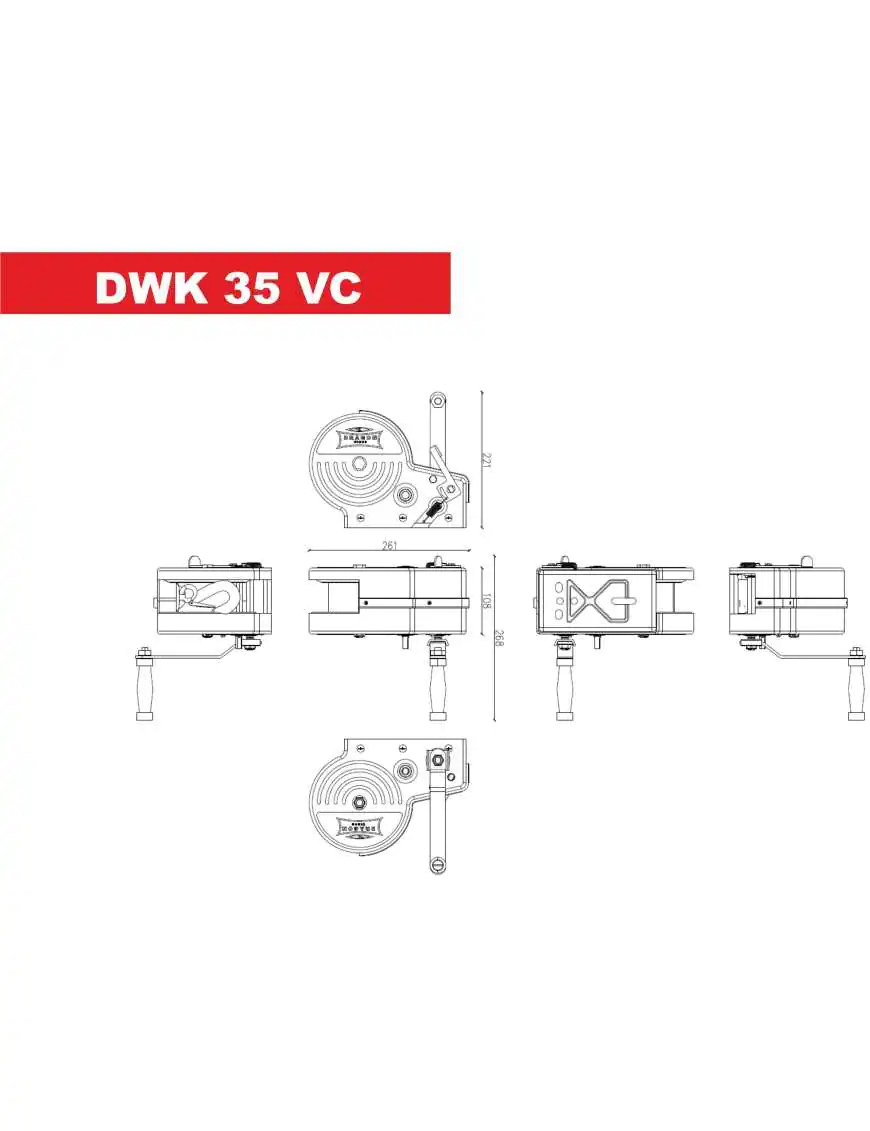 DWK 35 VCP hand winch with housing, belt/rope