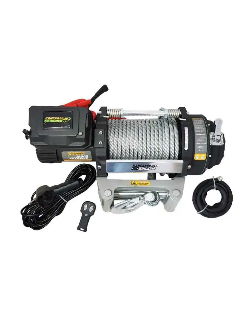 Kangaroowinch K18000 Extreme 24V Winch with Steel Cable, Thermal Fuse, and Tensioner