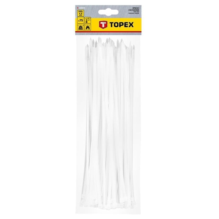 Opaski zaciskowe 4.8 x 300 mm, 75 szt., białe 44E979 TOPEX - ujęcie 7