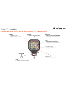 Round WL VX80-WD Work Lamp Osram 1350lm