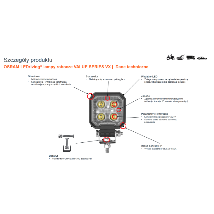 Round WL VX80-WD Lampa robocza Osram 1350lm - ujęcie 7