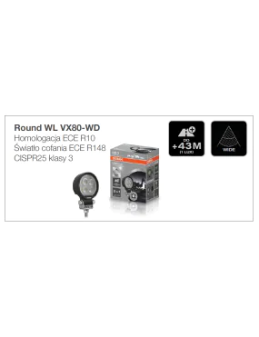 Round WL VX80-WD Lampa robocza Osram 1350lm | Szekla4x4.pl