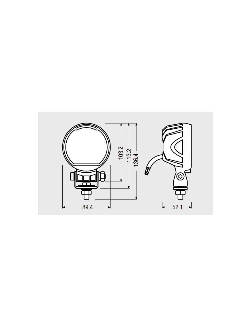 Round WL VX100-WD Osram Work Lamp 2000lm