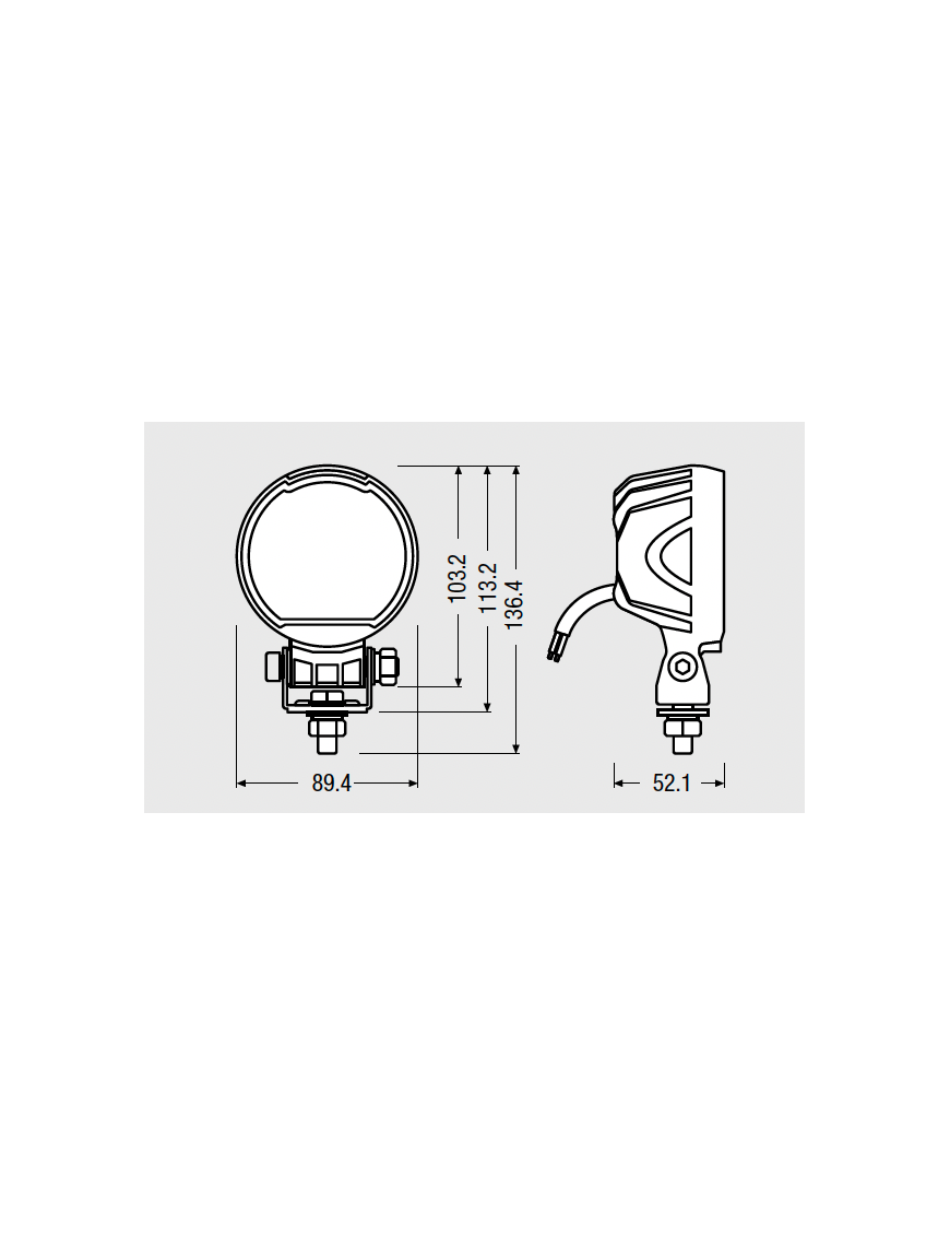 Round WL VX100-WD Lampa robocza Osram 2000lm