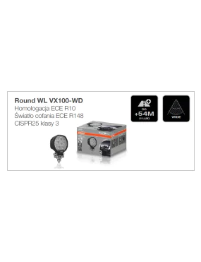 Round WL VX100-WD Lampa robocza Osram 2000lm | Szekla4x4.pl