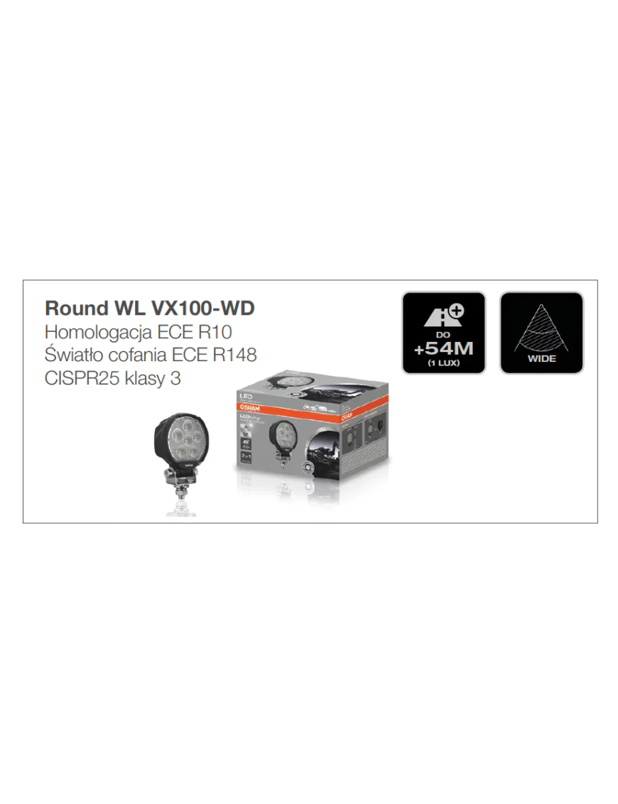 Round WL VX100-WD Osram Work Lamp 2000lm