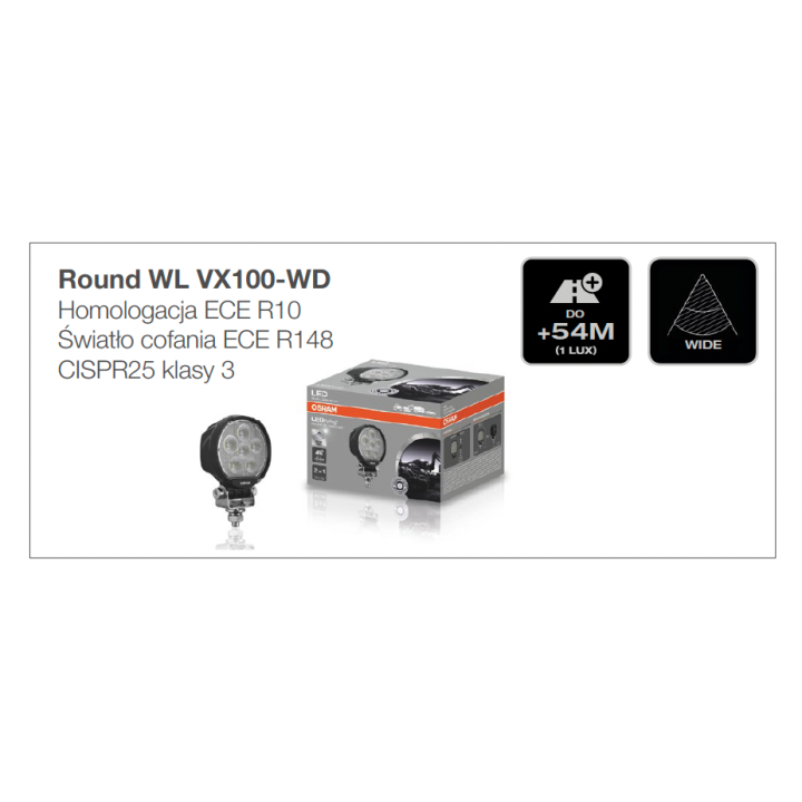 Round WL VX100-WD Lampa robocza Osram 2000lm - ujęcie 8