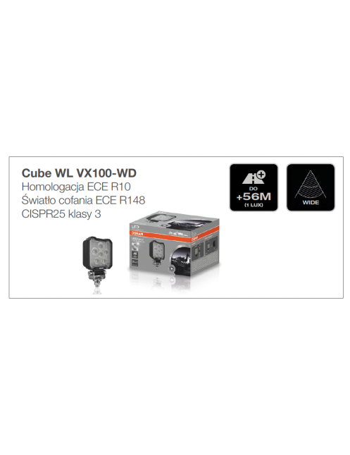Cube WL VX100-WD Lampa Robocza Osram 2000lm Ciągnik