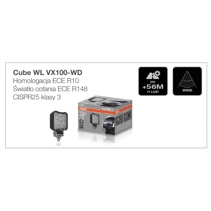 Cube WL VX100-WD Lampa Robocza Osram 2000lm Ciągnik - ujęcie 8