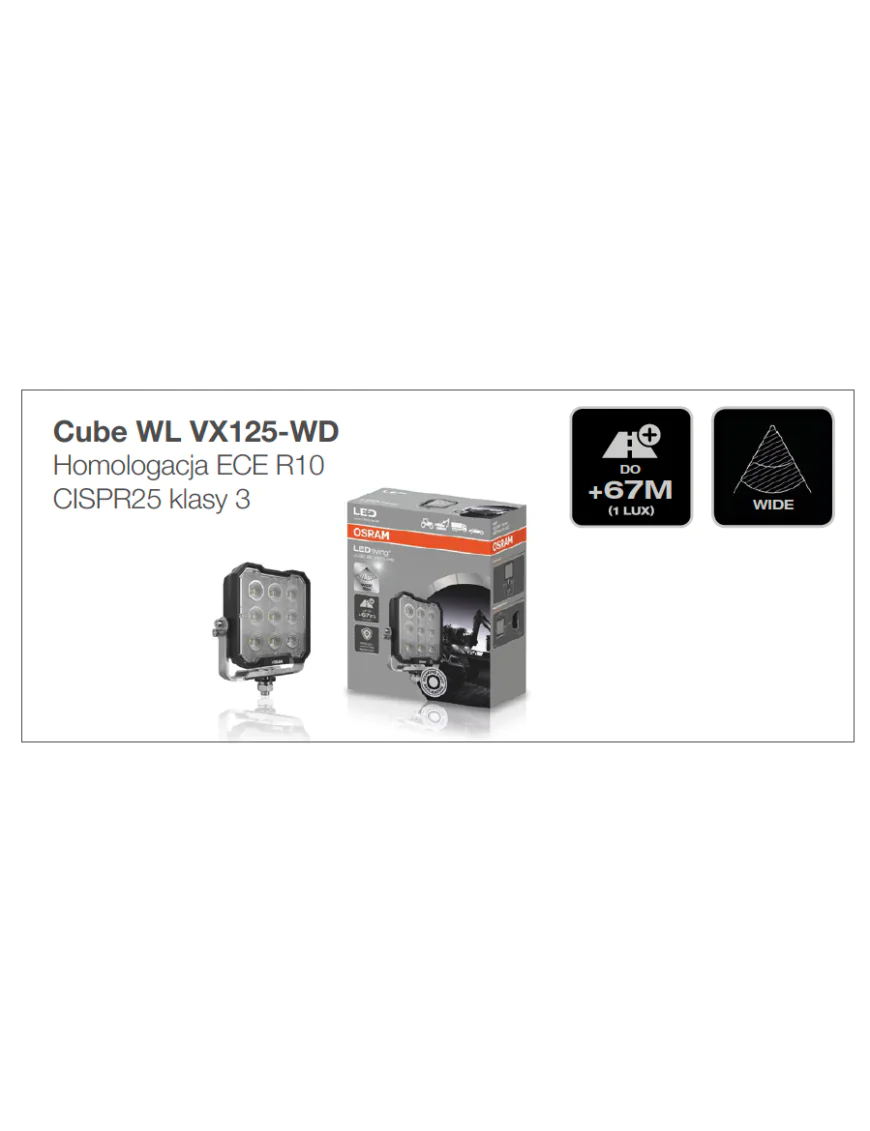 Cube WL VX125-WD work lamp OSRAM Tractor Tractor 3000lm