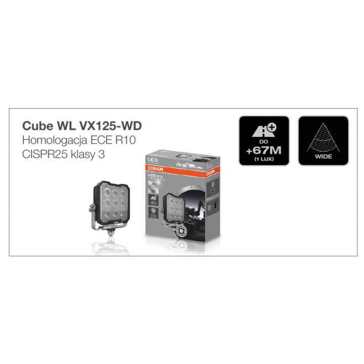 Cube WL VX125-WD  lampa robocza OSRAM Ciągnik Traktor 3000lm - ujęcie 8