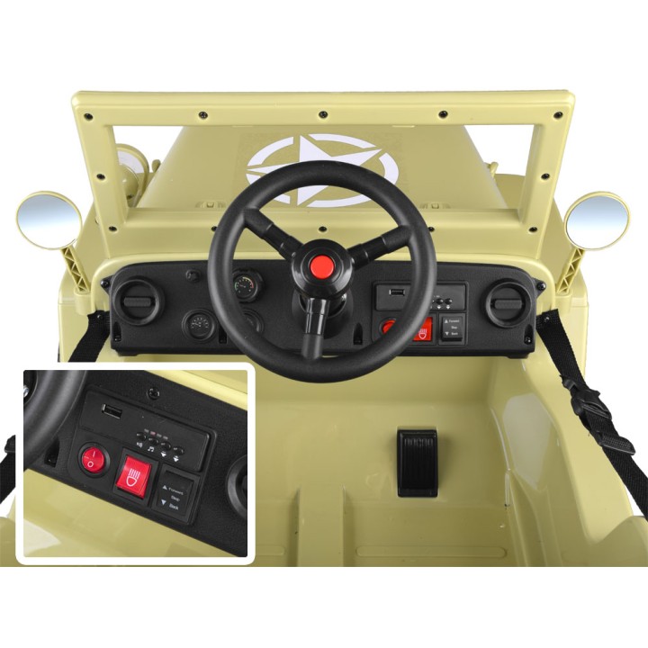 Wojskowe Auto na akumulator Willys + pilot