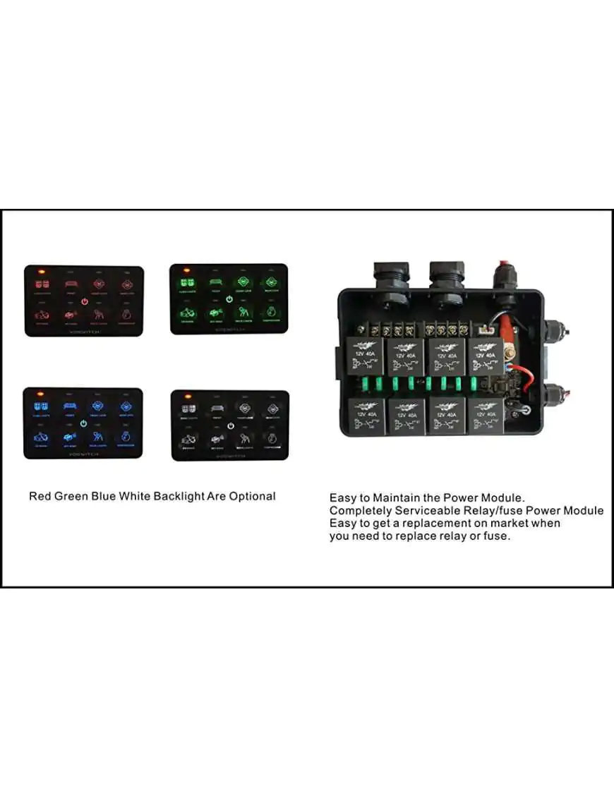 24V wodoodporny panel z 8 przełącznikami do samochodów / UTV / side by side VOSWTICH