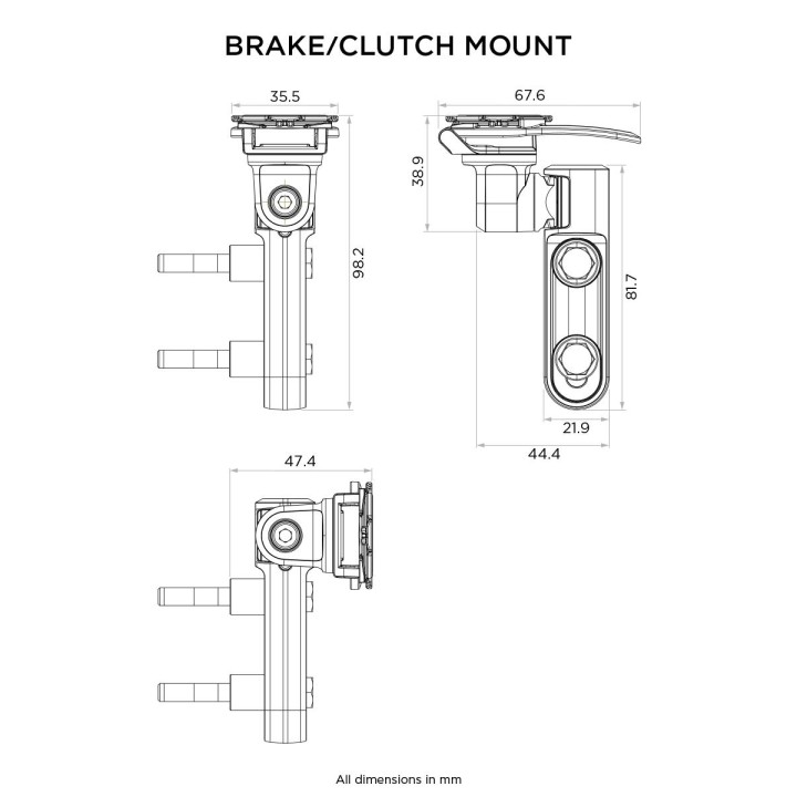 Podstawa montowana w obejmie pompy hamulca/sprzęgła Quad Lock®