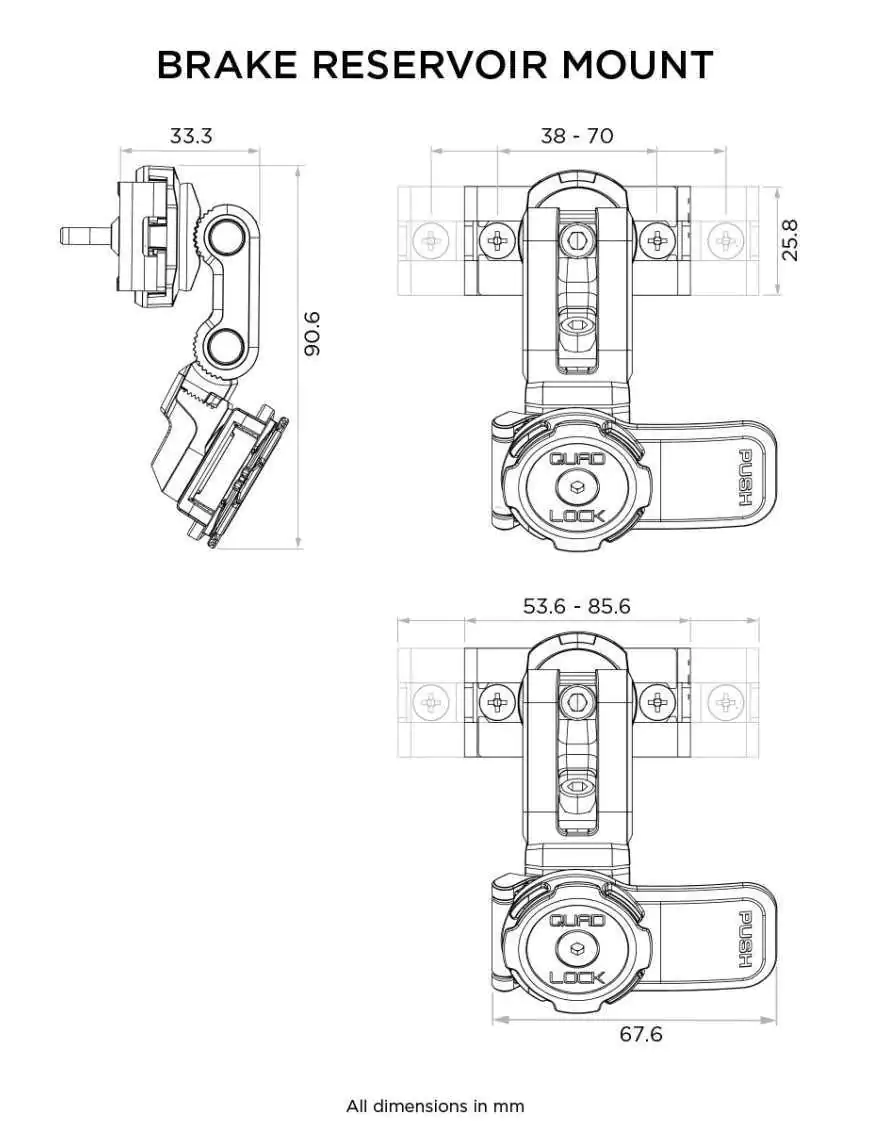 Podstawa mocowana na zbiorniczku hamulcowym Quad Lock® - V2