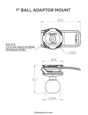 Adapter Quad Lock® z kulką mocującą 1" (V2)