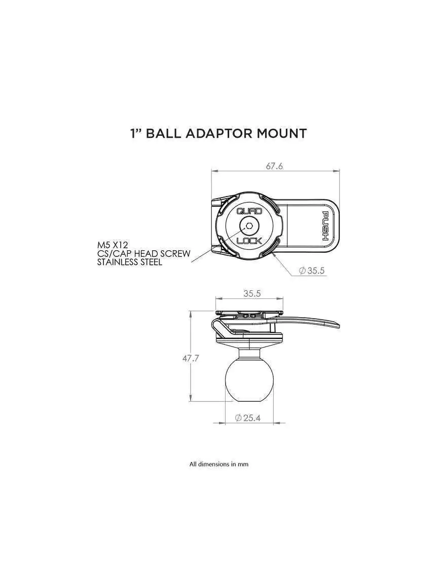 Adapter Quad Lock® z kulką mocującą 1" (V2)