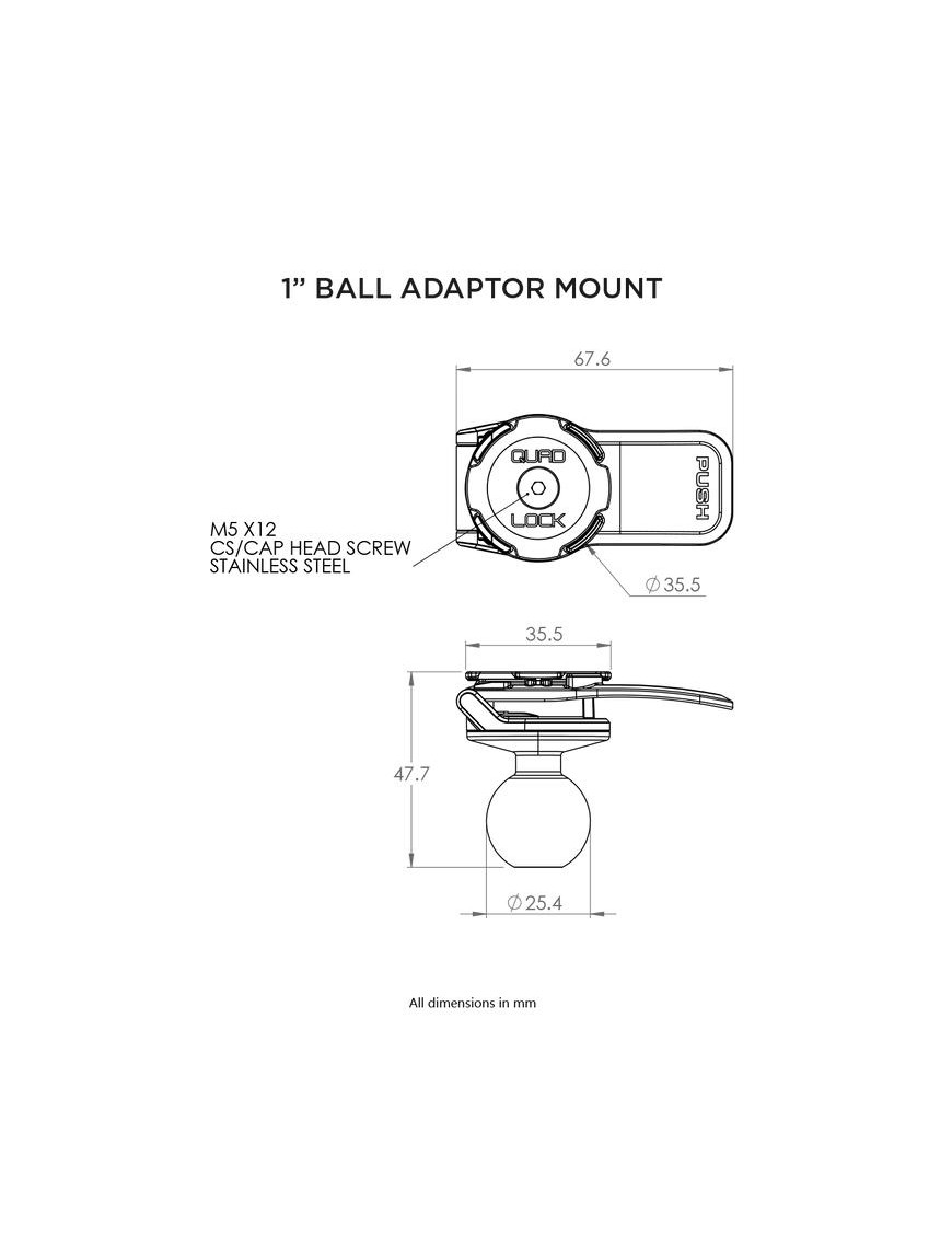 Quad Lock® 1" Ball Adaptor Mount (V2)
