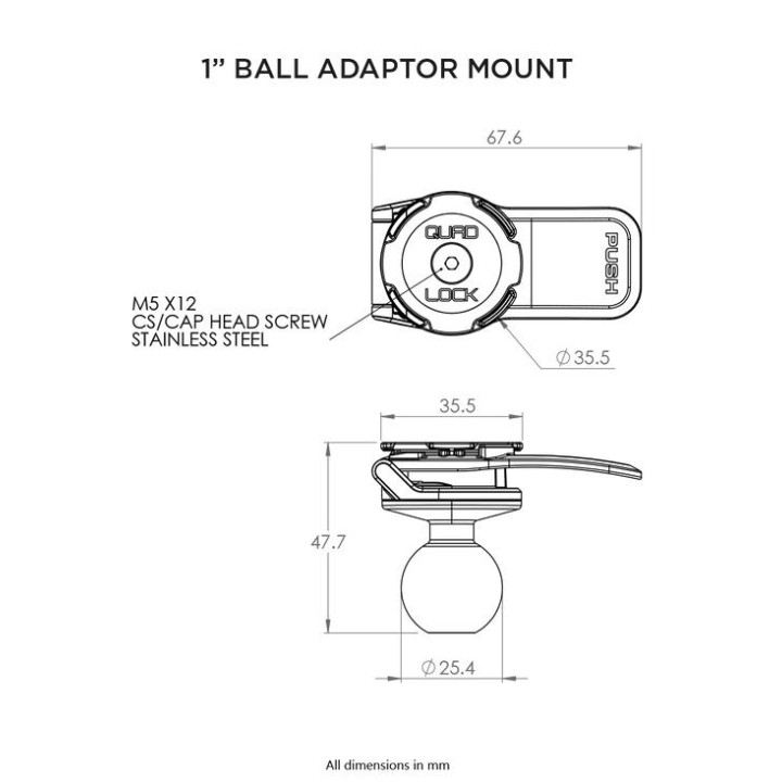 Adapter Quad Lock® z kulką mocującą 1" (V2)