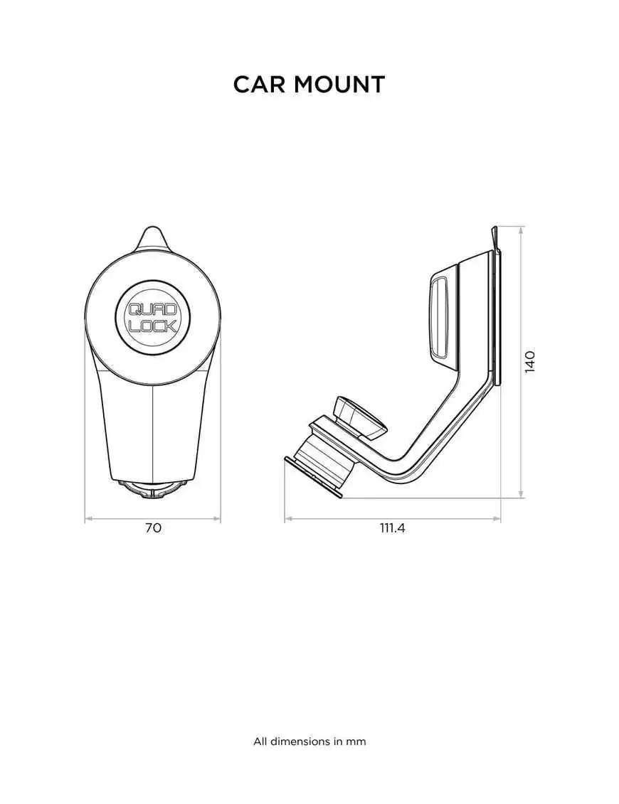 Podstawa z przyssawką do szyby/deski rozdzielczej Quad Lock®