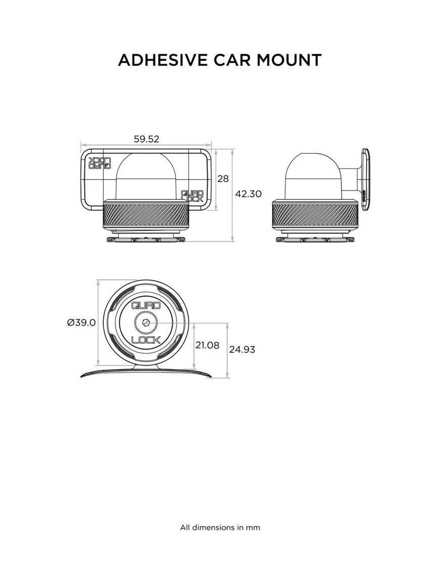 Samoprzylepna podstawa na deskę rozdzielczą Quad Lock® 