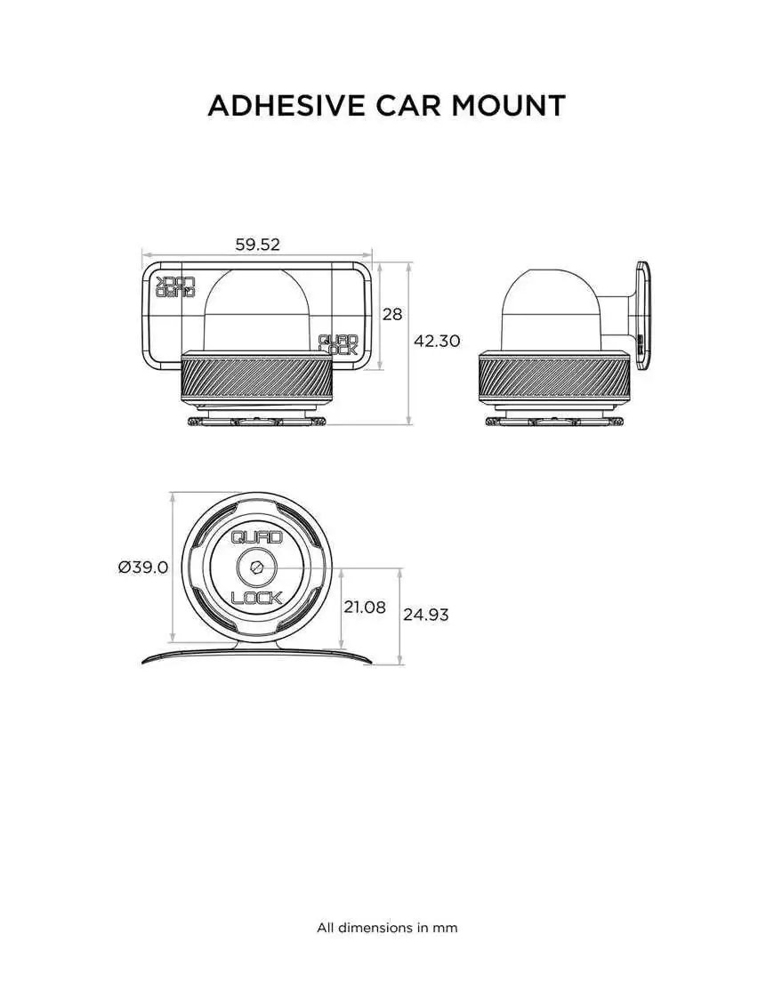 Samoprzylepna podstawa na deskę rozdzielczą Quad Lock® 