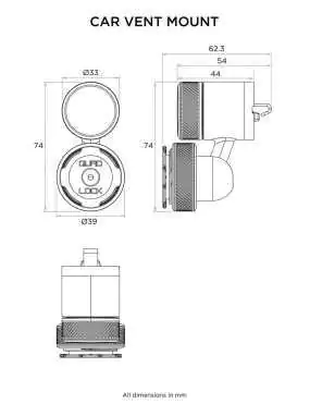 Podstawa w kratkę wentylacyjną samochodu Quad Lock®