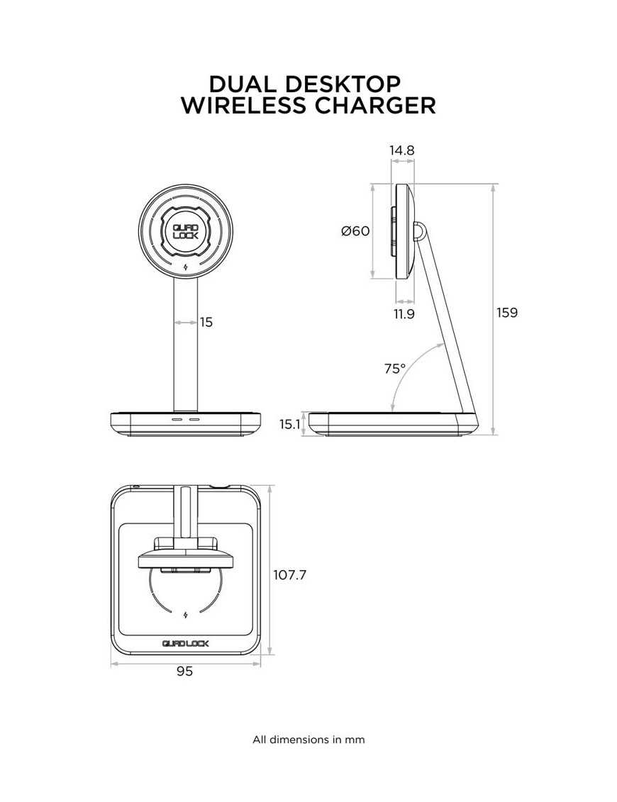 Quad Lock® MAG Dual Desktop Wireless Charger