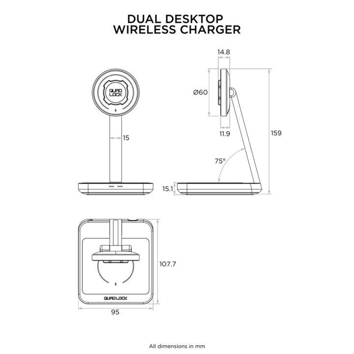 Biurkowa ładowarka indukcyjna Quad Lock® MAG Dual