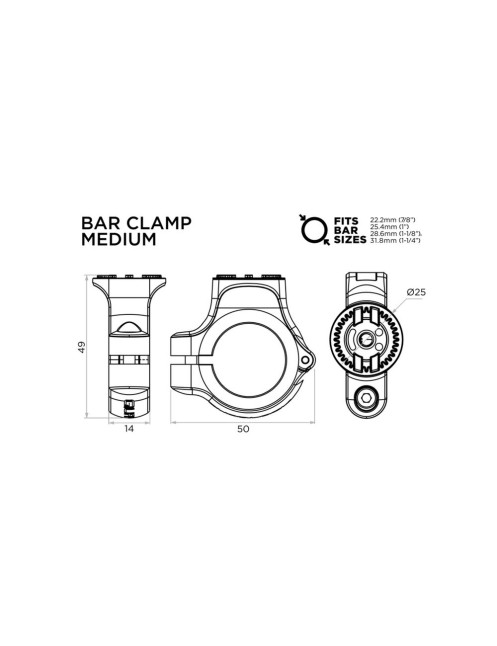 Quad Lock® 360 Base - Bar Clamp Medium