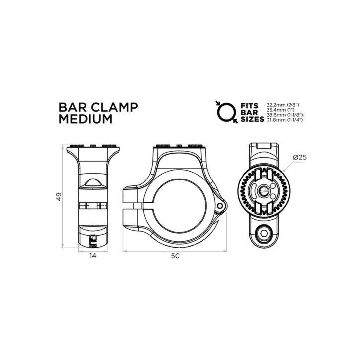 Średnia podstawa montażowa na pręt Quad Lock® 360