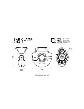 Quad Lock® 360 Base - Bar Clamp Small V2