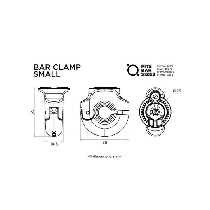 Mała podstawa montażowa na pręt Quad Lock® 360 V2