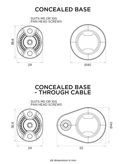 Quad Lock® 360 Base - Concealed Through Cable