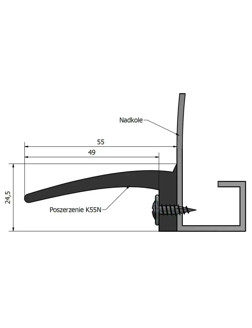 Poszerzenie nadkoli błotników +5,5 cm 1 metr Poszerzenie nadkoli błotników +5,5 cm 1 metr