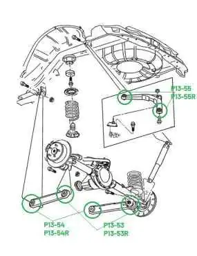 Zestaw poliuretanowych tulei tylnego zawieszenia Jeep Grand Cherokee Wj/Wg