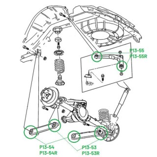 Zestaw poliuretanowych tulei tylnego zawieszenia Jeep Grand Cherokee Wj/Wg