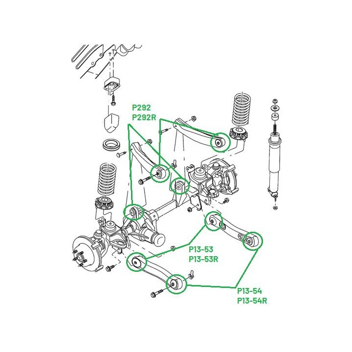 Komplet tulei zawieszenia Jeep Grand Cherokee Wj/Wg (bez wypalania starych elementów) + panhardy silentblock